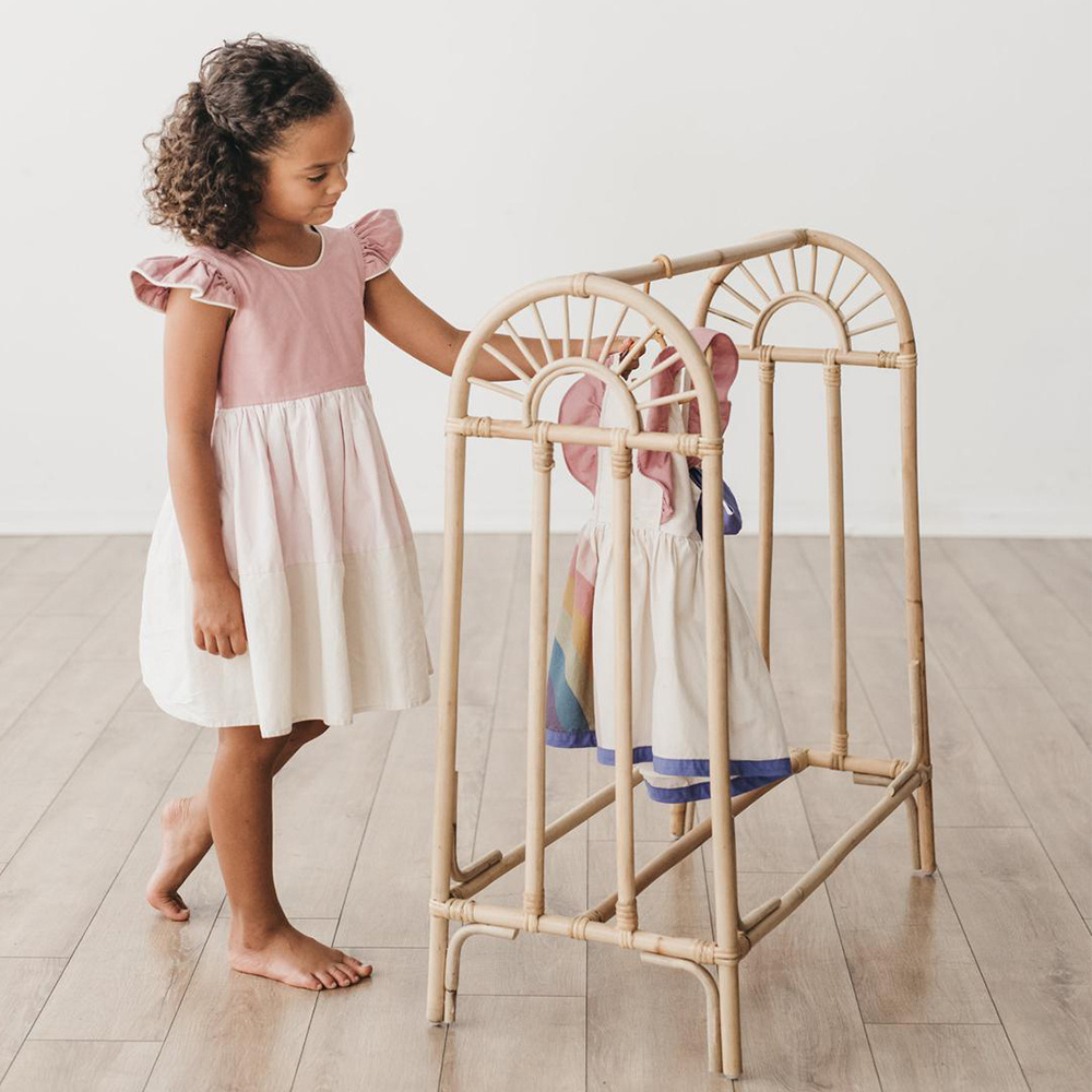 Rattan clothing rack For Kids and dolls set Clothes Rack Rail Warehouse Wholesale