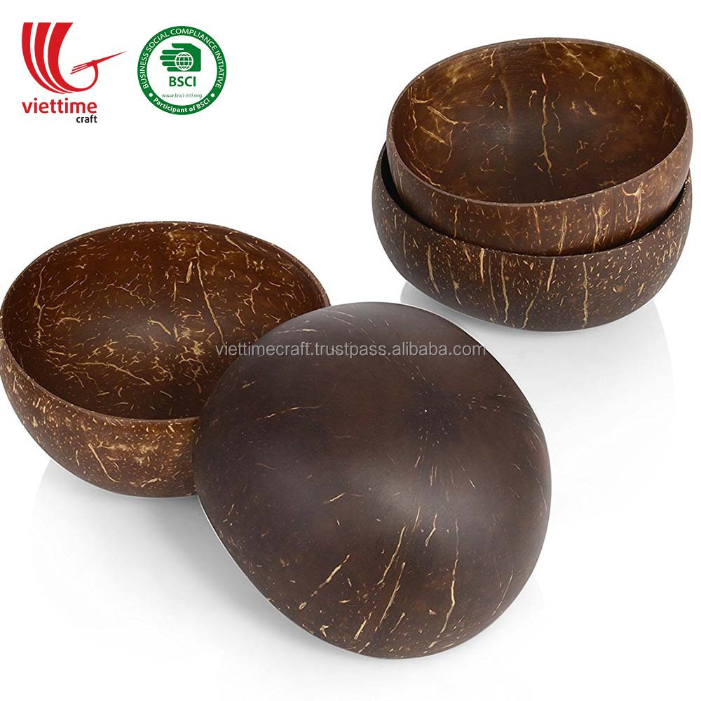 Multicolor Foldable Collapsible Vegetable Food Bowl, Handcrafted Natural Coconut Shell Bowl Wholesale made in Vietnam