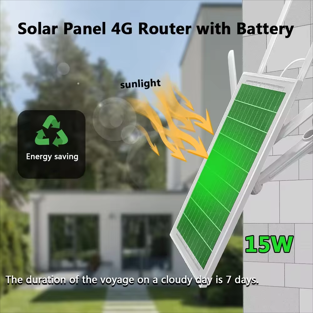 outdoor 4G router solar panel 15W power Wireless Solar charging Battery 4G SIM card Router to free wifi