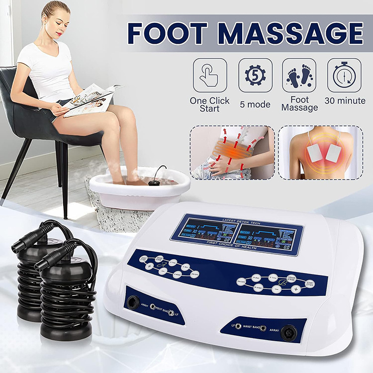 Dual User Professional Foot Detox Machine Home Use Ionic Detox Foot Bath Spa With Far Infrared Waist Belt And Tens Pad