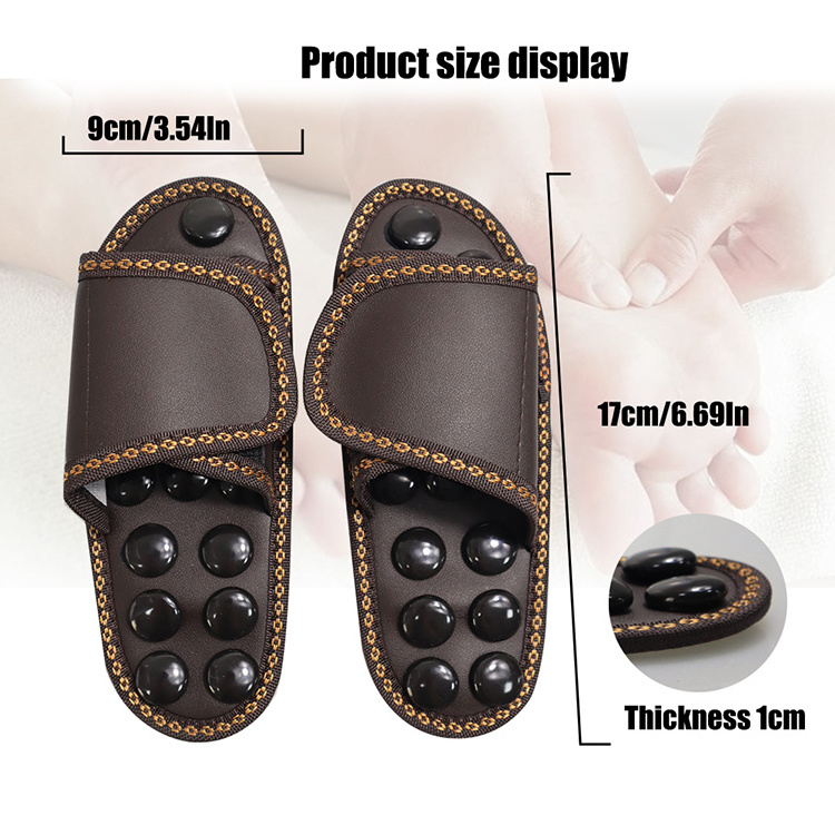 Tourmaline Natural Stone Deep Tissue Acupressure Foot Massage Slippers Foot Acupoint Massage Shiatsu Arch Heel Pain Relief