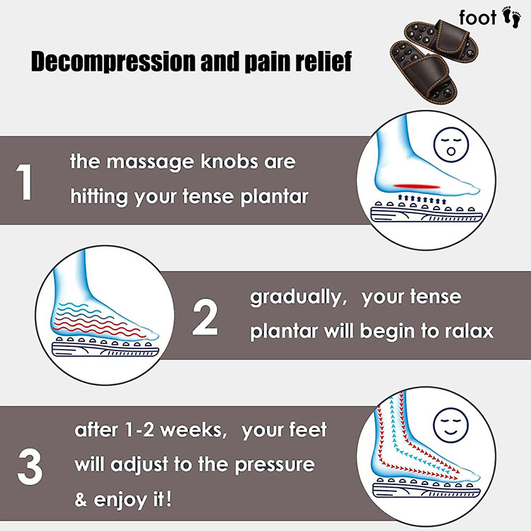 Tourmaline Natural Stone Deep Tissue Acupressure Foot Massage Slippers Foot Acupoint Massage Shiatsu Arch Heel Pain Relief