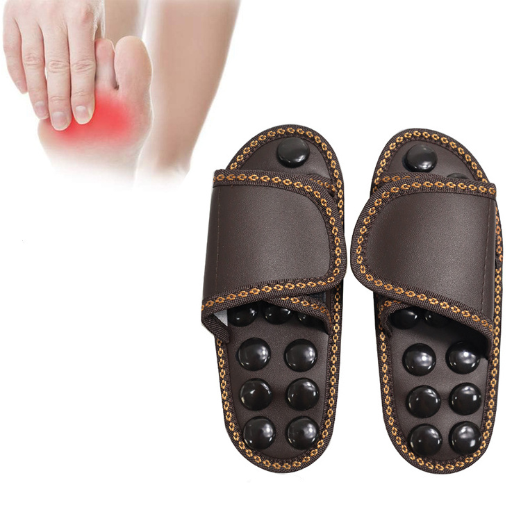 Tourmaline Natural Stone Deep Tissue Acupressure Foot Massage Slippers Foot Acupoint Massage Shiatsu Arch Heel Pain Relief