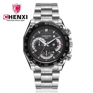 Chenxi 029 wholesale China man quartz watch exclusive Stainless steel band 3 dials Chronograph character business watch set