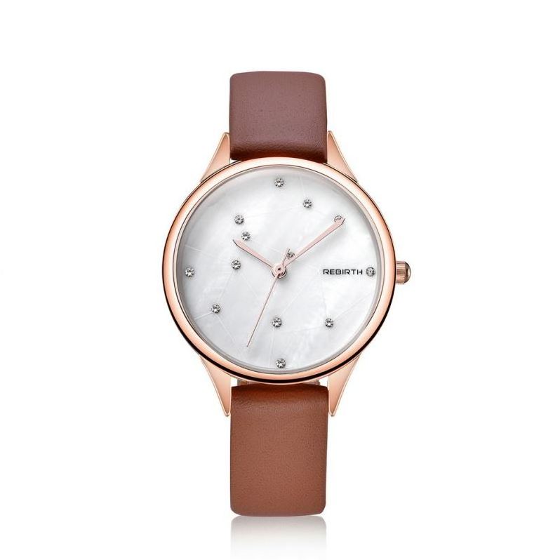 REBIRTH 086 dropship  lady quartz watch cool Genuine Leather band water resistant Ultra thin Simple student watch design