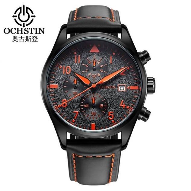 OCHSTIN 043 wholesale orange gents quartz watch activity PU leather band Waterproof Luminous 24 hour date display reloj watch