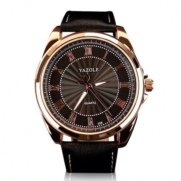 yazole 336 New Arrival Black Male Clock Latest PU Leather Band Water Resist Lighter Ultra Thin Casual Hand Watch