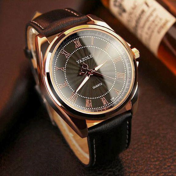 yazole 336 New Arrival Black Male Clock Latest PU Leather Band Water Resist Lighter Ultra Thin Casual Hand Watch