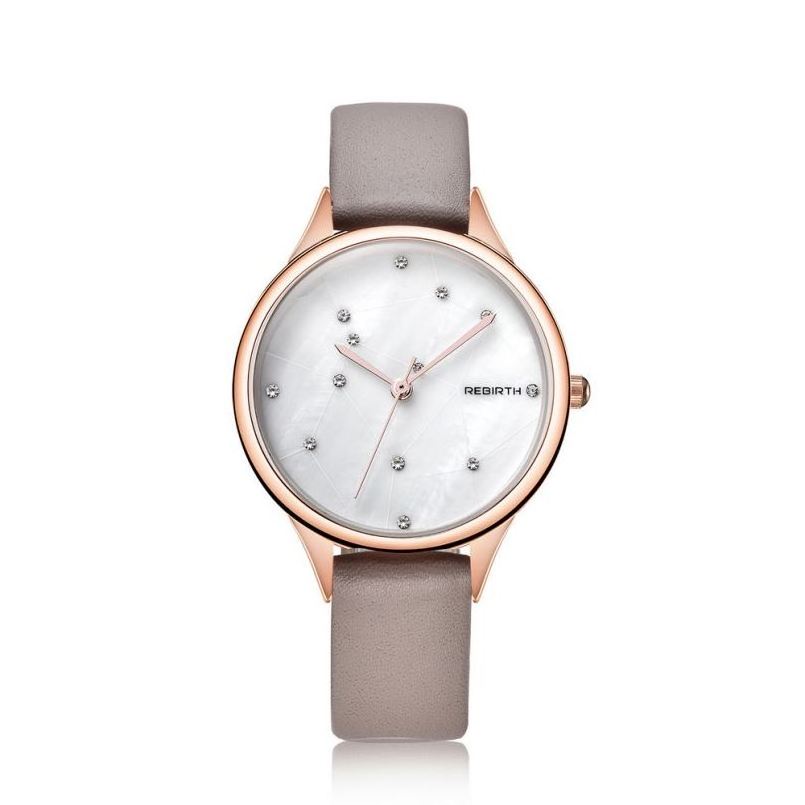 REBIRTH 086 dropship  lady quartz watch cool Genuine Leather band water resistant Ultra thin Simple student watch design