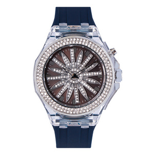 GUOU 8219 fashion LED light girls quartz watch exclusive Silicone band rotating floral design character Casual reloj watch