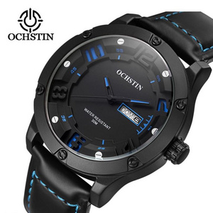 OCHSTIN 052 excel drop shipping gents quartz watch designer leather band water proof date display  business wrist watch