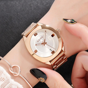 GUOU 8097 luxury top brand female quartz watch Stainless steel band cheap auto date water resistant vintage business reloj watch