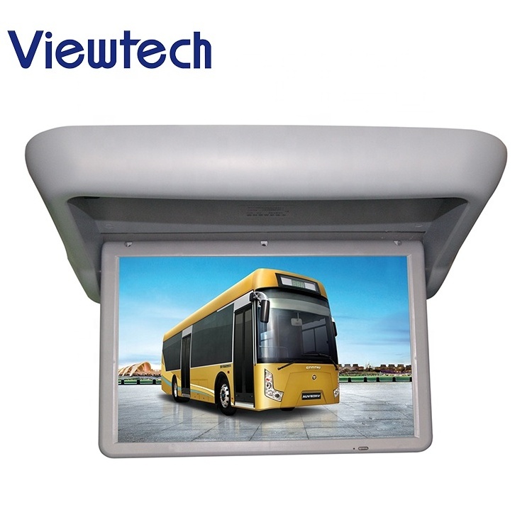 Touring Bus Hd Monitor Adjustable Mount Lcd Motorized Flip Down roof bus TV monitor