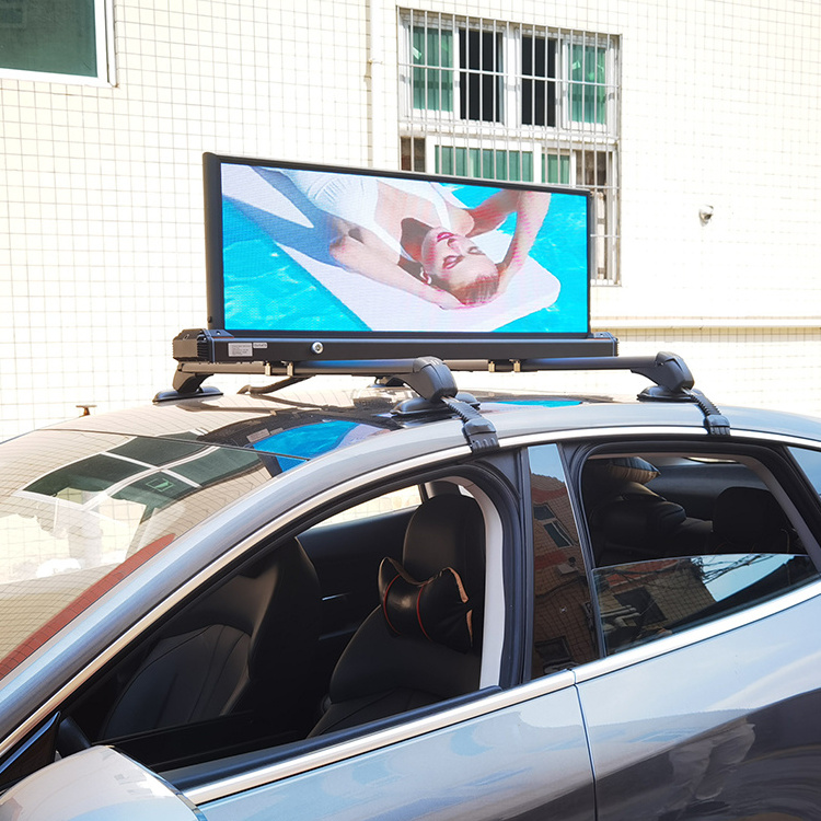 Top LED Double Sided Screen Full Color Display Car Roof Advertising For Taxi