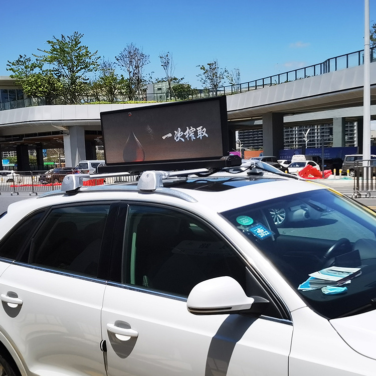 Top LED Double Sided Screen Full Color Display Car Roof Advertising For Taxi