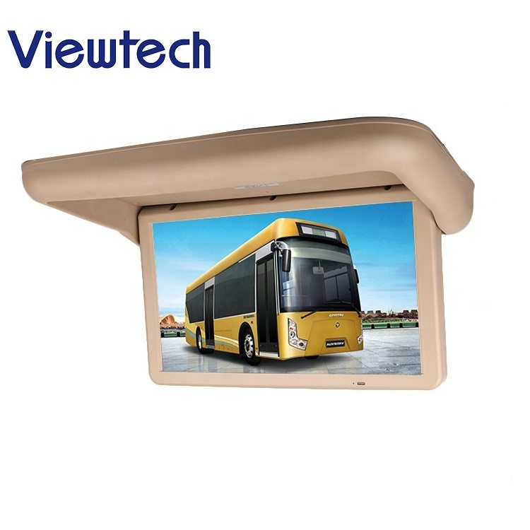 Touring Bus Hd Monitor Adjustable Mount Lcd Motorized Flip Down roof bus TV monitor