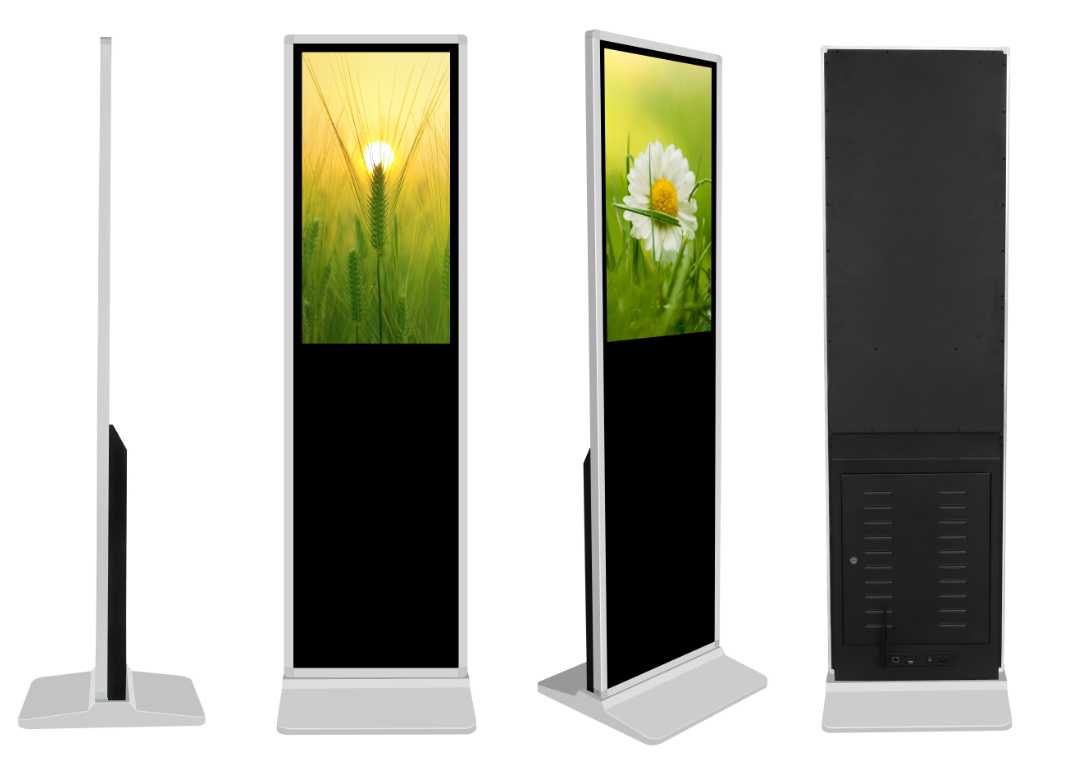 55 inch android remote updating adverts electronic signs vertical floor standing advertising displays