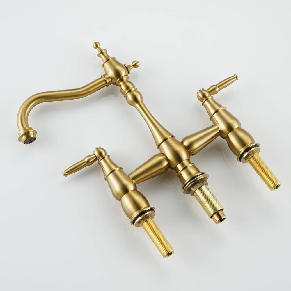 Kaiping Faucet Factory Direct Supply Victorian Design Two Handle Kitchen Faucet with Portable Shattaf Spray