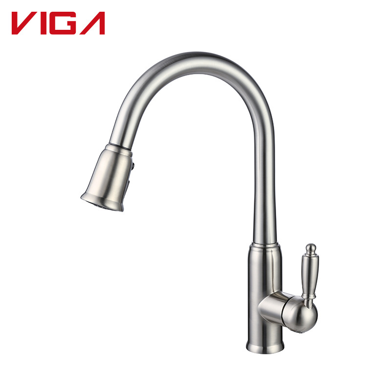 China Sanitary Ware Supply Stainless Steel Flexible Hose Pullout Sprayer Kitchen Sink Tap Water Faucets