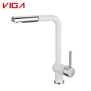 New Arrival Chrome Surface Treatment Extend Ceramic Cartridge White And Chrome Kitchen Faucet