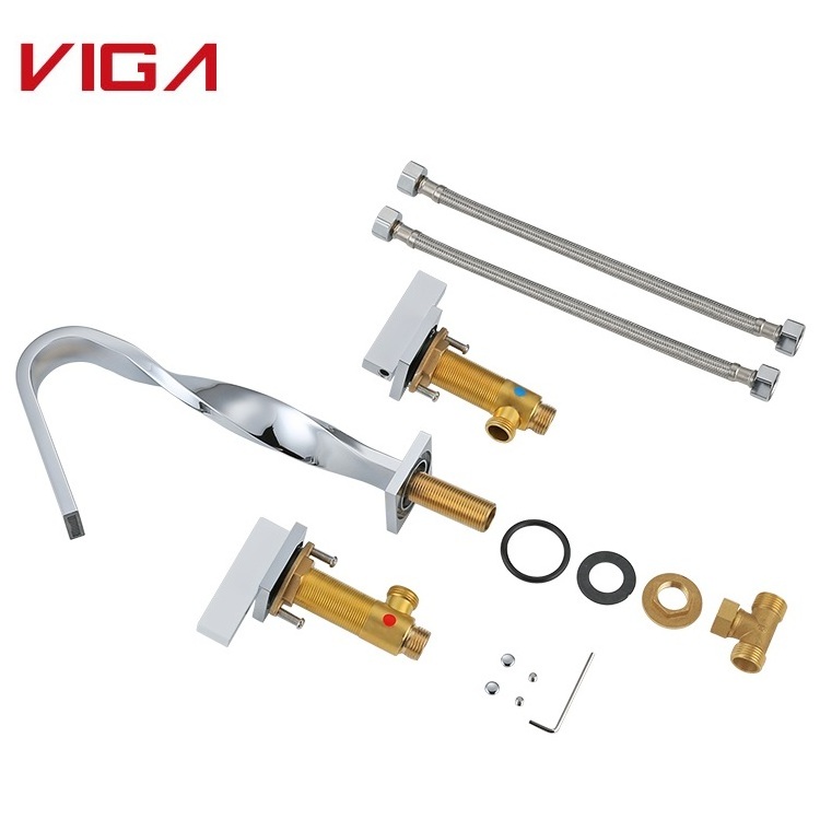 Viga Factory Supply Washroom Two Handle Deck Mounted 3-Hole Bathtub Mixer Water Tap Bathroom Bathtub Faucet