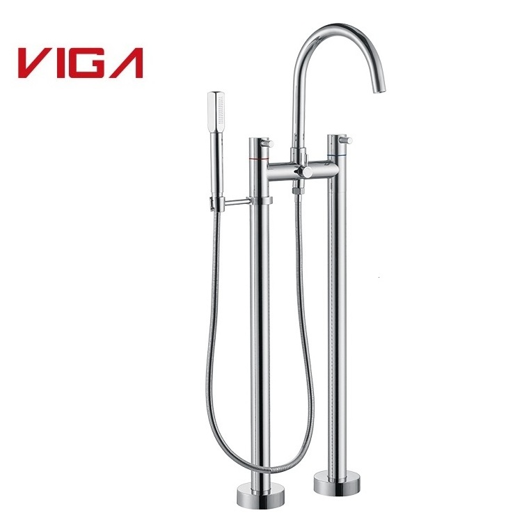 Factory Direct Floor Standing Faucet Brass Floor Mounted Bath Shower Mixer Bathtub Faucet