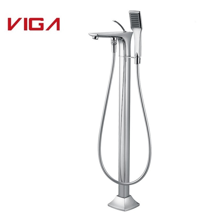 Factory Direct Floor Standing Faucet Brass Floor Mounted Bath Shower Mixer Bathtub Faucet