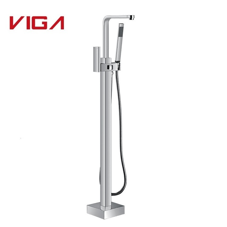 Factory Direct Floor Standing Faucet Brass Floor Mounted Bath Shower Mixer Bathtub Faucet