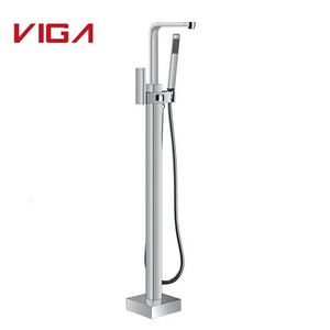 Factory Direct Floor Standing Faucet Brass Floor Mounted Bath Shower Mixer Bathtub Faucet