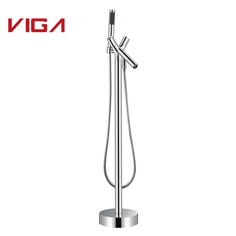 Factory Direct Floor Standing Faucet Brass Floor Mounted Bath Shower Mixer Bathtub Faucet