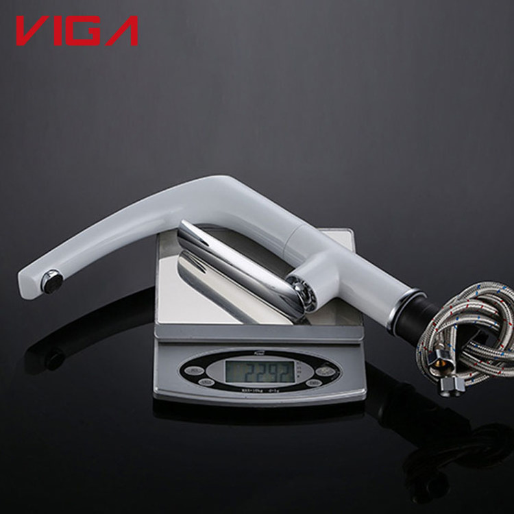 VIGA Factory Supplier White Chrome Plated Single Handle Kitchen Mixer Single Hole Kitchen Faucet