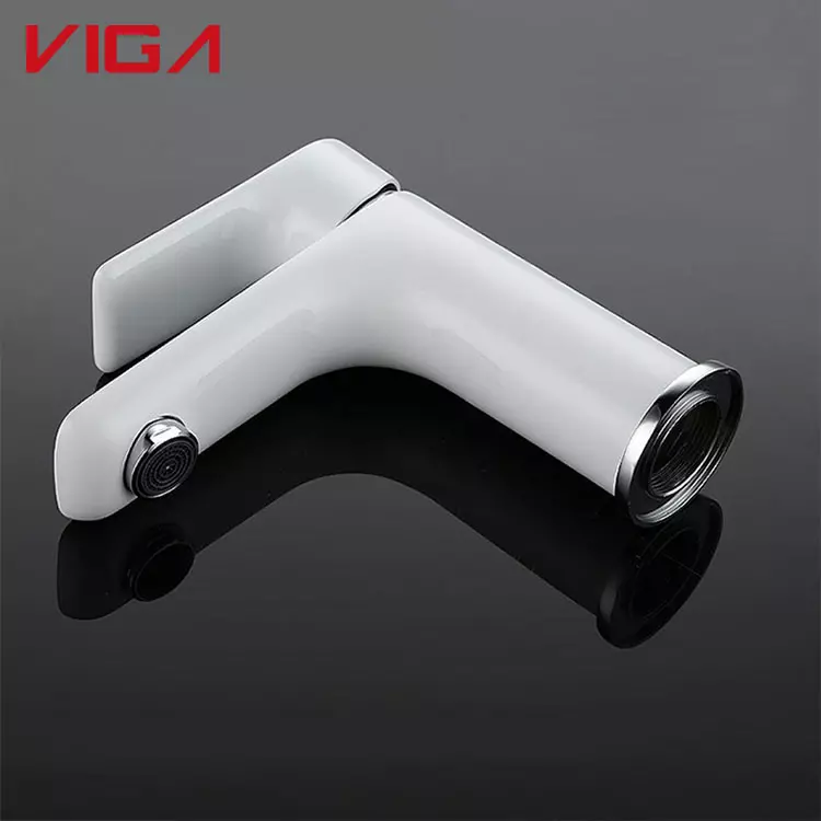 Factory Wholesale Aqua Faucets Deck Mounted White Faucet Washbasin Bathroom Basin Mixer Tap