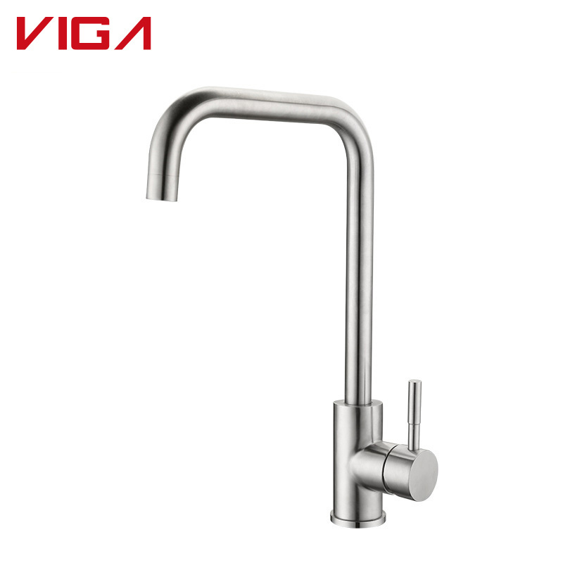 Kitchen Faucet 304 Stainless Steel Long Neck Kitchen Sink Water Tap with  Zinc Alloy Handle