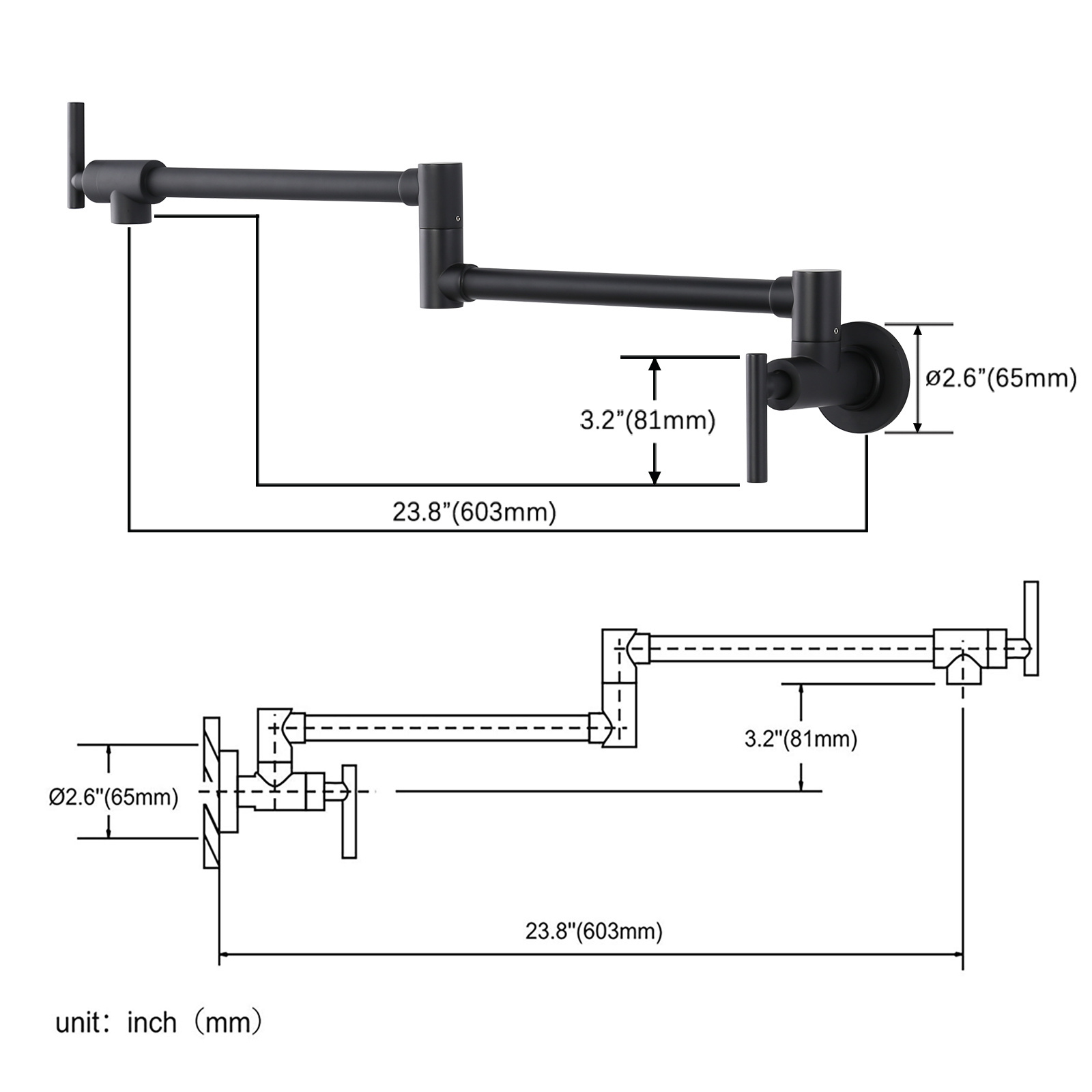 Rotating Wall Mounted Kitchen Pot Filler Over Stove Folding Faucet Brass Kitchen Stove Faucet Tap Mixer