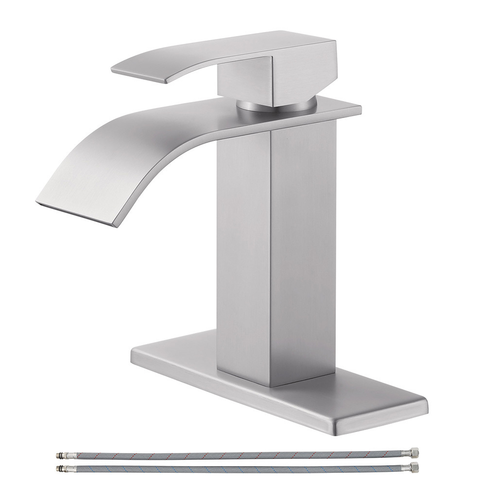 Hotel Single Hole Waterfall Faucet Bathroom 304 Stainless Steel Basin Faucet