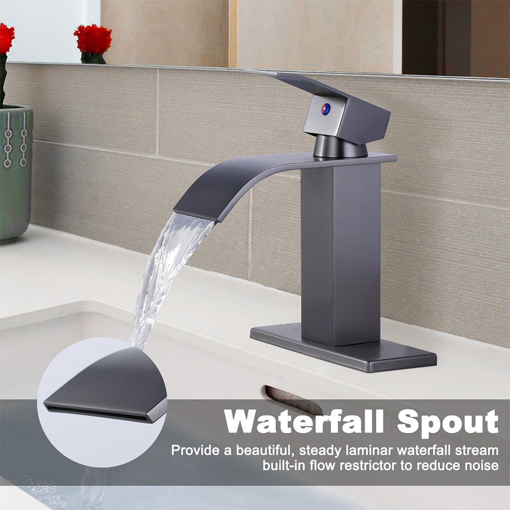 Single Handle Faucet Basin for Bathroom Sink Waterfall Basin Mixer Tap Bathroom Vanity Faucet