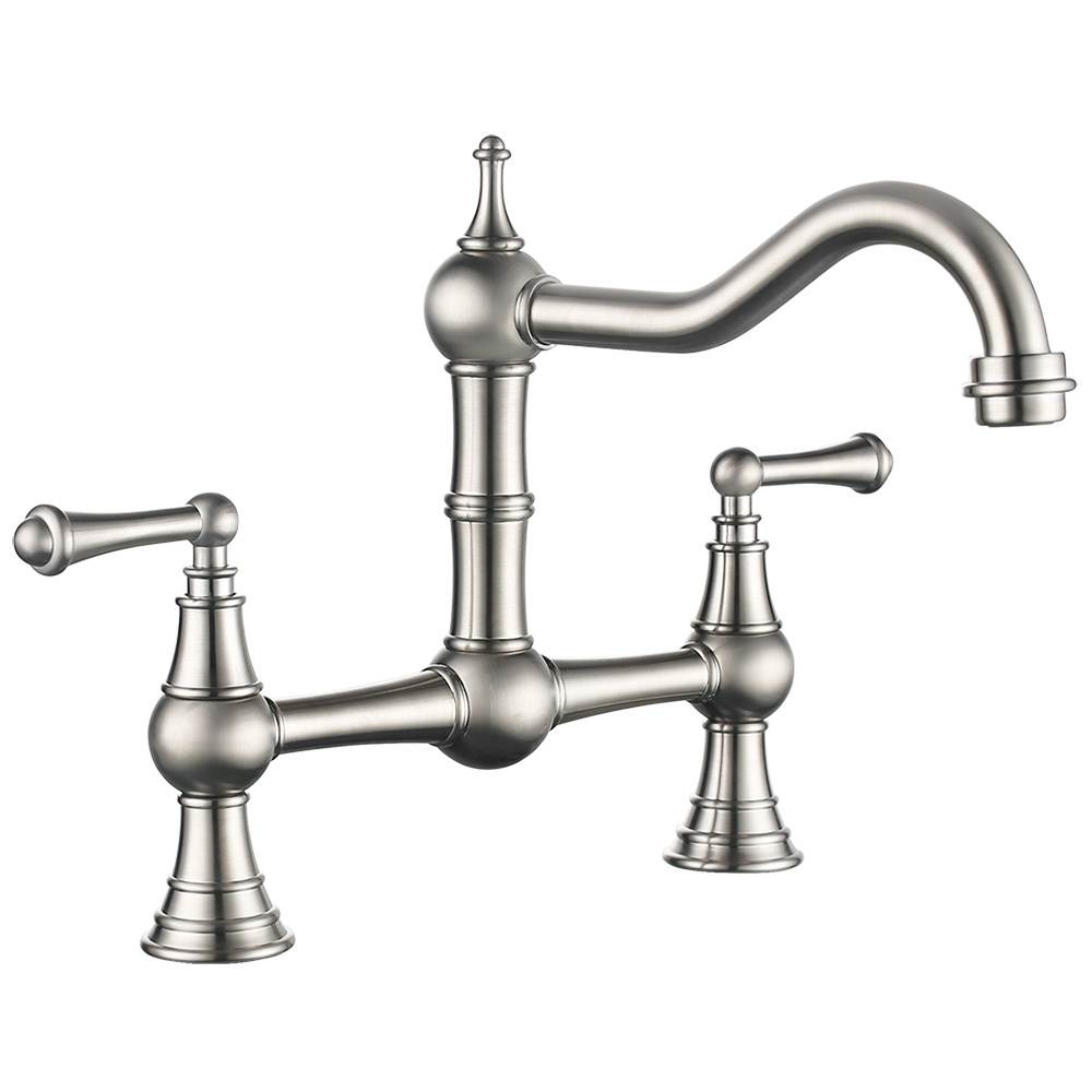 Retro Bridge Design Kitchen Faucet Brass Farmhouse Sink Mixer Water Faucet