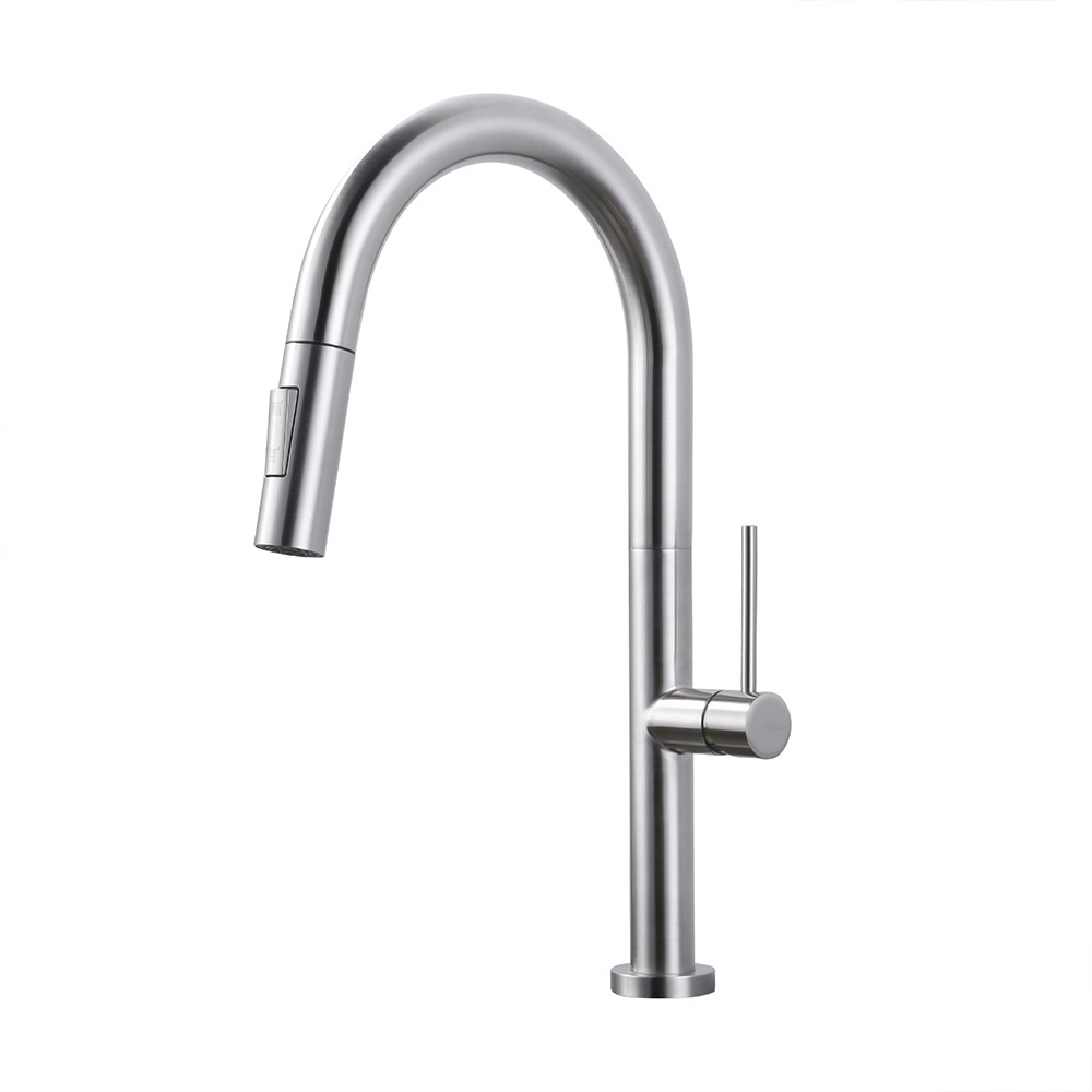 High Arc Single Hole Kitchen Tap Stainless Steel Pull Out Kitchen Faucet Kitchen Tap