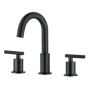 Lavatory Sink Faucet Two Handles 8" Widespread Black 3 Pieces Bathroom Basin Sink Faucet