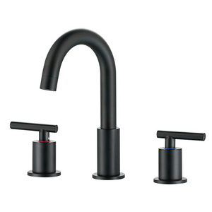 Kaiping Faucet Manufacture Supply Copper Water Faucet 360 Degree Swing Spout Matt Black Widespread Bathroom Basin Faucet