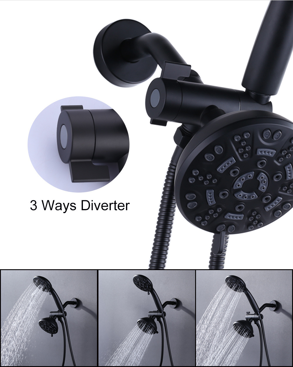 Shower Valve with Diverter High Pressure Balance Valve Concealed Shower Faucet Combo with Rough-In Valve Kit