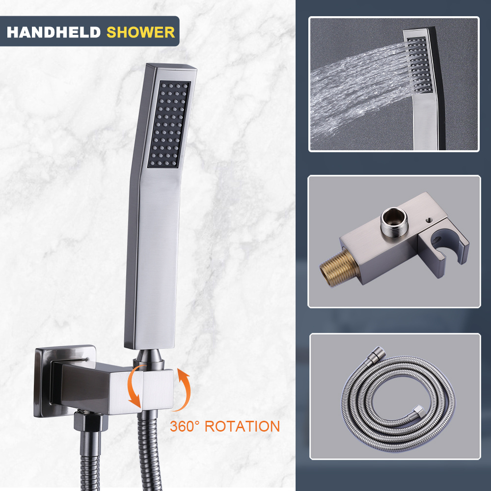 Sanitary ware suite shower faucet set with 10 inches rainfall shower head and handheld shower