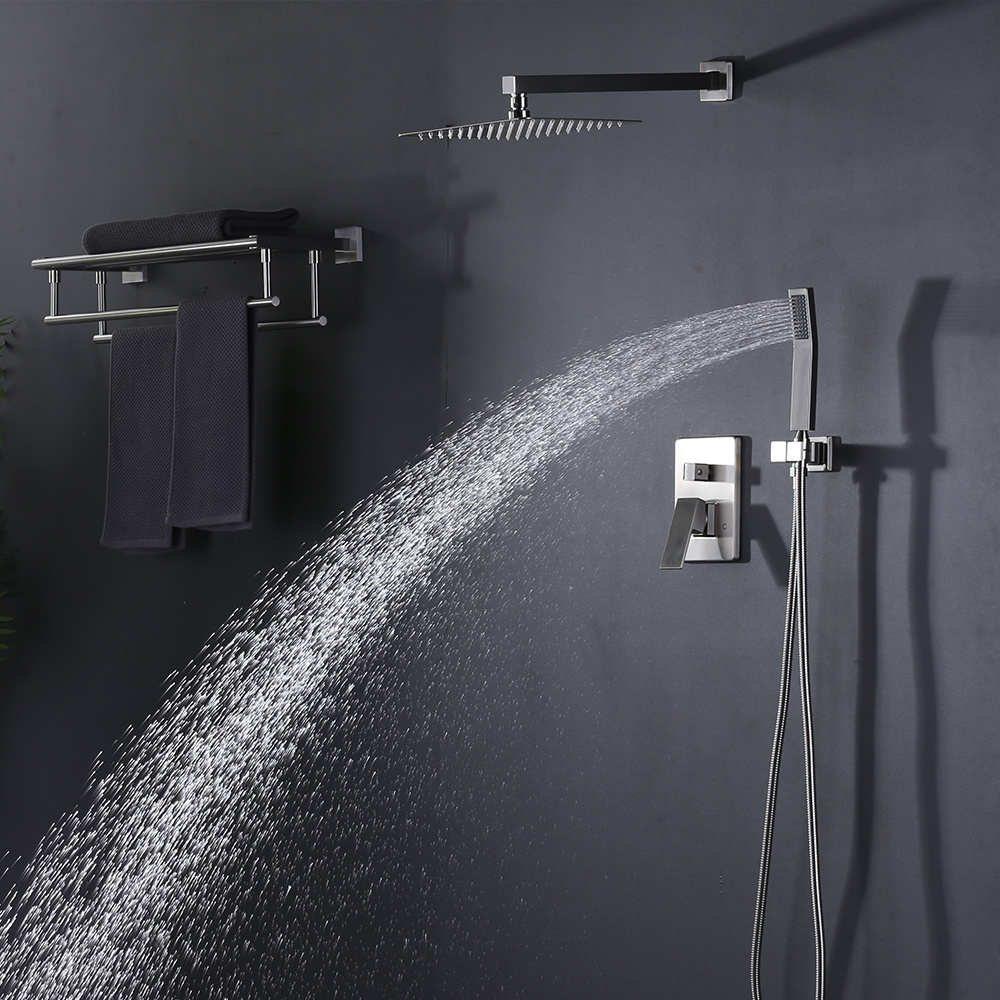 Sanitary ware suite shower faucet set with 10 inches rainfall shower head and handheld shower