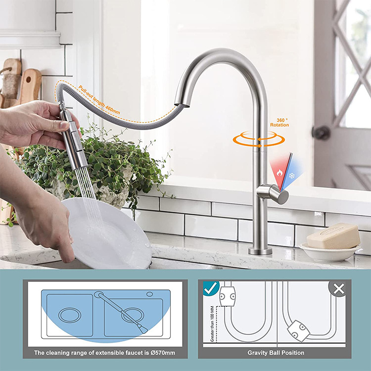 Good Price Kitchen Faucet 360 Degree Rotation Water Tap Factory Directly Supply Brush Nickle Sink Faucet