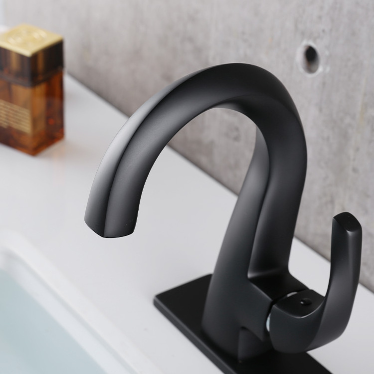 Black Brass Bathroom Basin Faucet Water Taps Bathroom Single Handle Basin Mixer