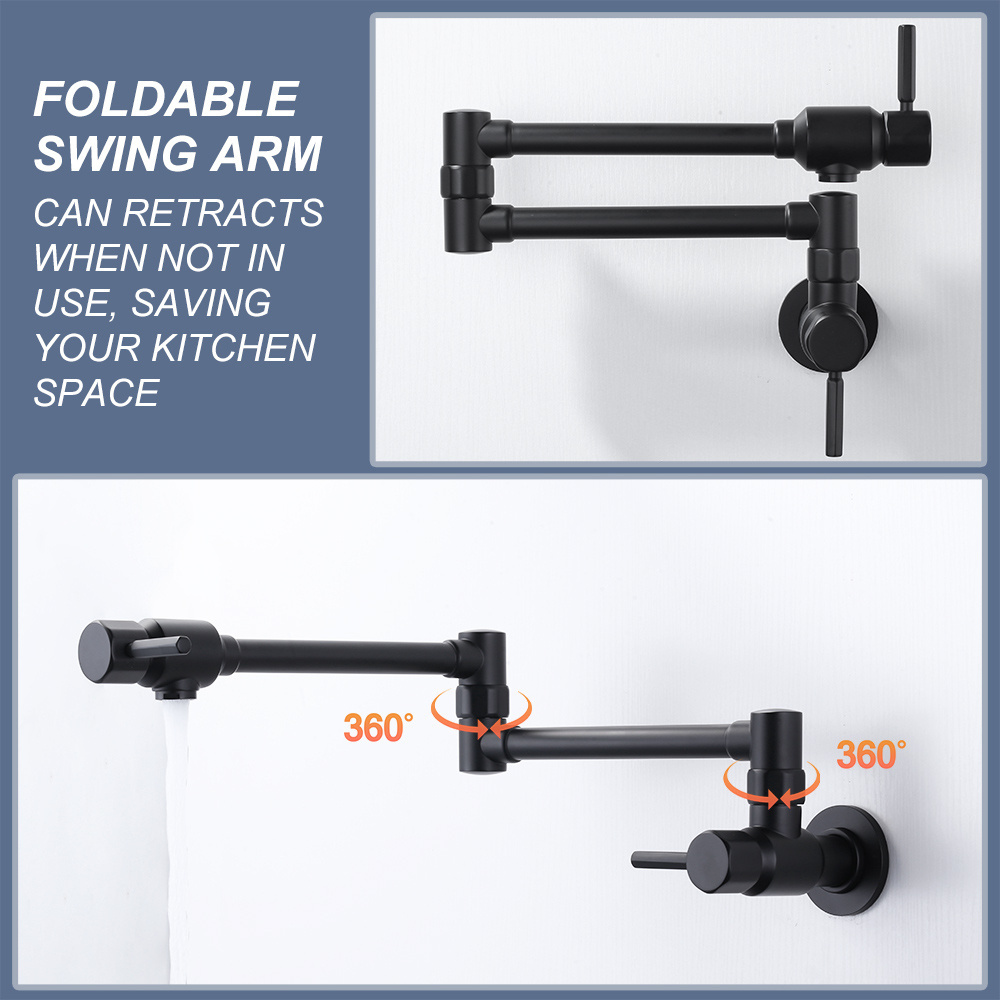 Double Lever Hand Single Cold Kitchen Faucet Wall Mounted Kitchen Sink Pot Filler Faucets