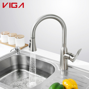 Sink Faucet Deck Mounted Long Neck Pull Out Flexible Hose Mixer Faucet Kitchen Sink Water Tap