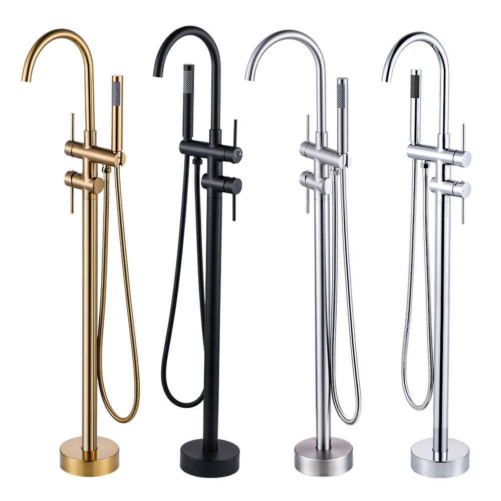 Kaiping Manufacturer Floor Mount Tub Fillers Shower Mixer Faucet Golden Black Bathroom Bathtub Faucet