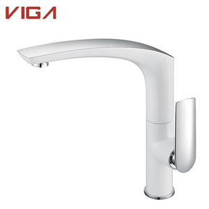 Contemporary Faucet Kitchen Sink Mixer UPC White And Chrome Kitchen Faucet