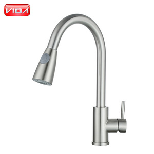 Grifo de cocina extraible Contemporary Gooseneck Deck Mounted Pull Down Kitchen Cooking Mixer Faucet